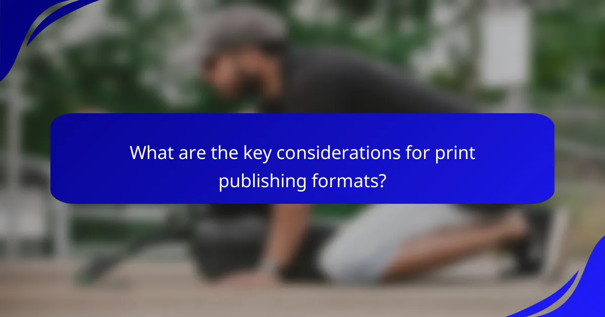 What are the key considerations for print publishing formats?